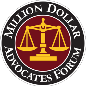 Million Dollar Advocates Forum logo with golden scales